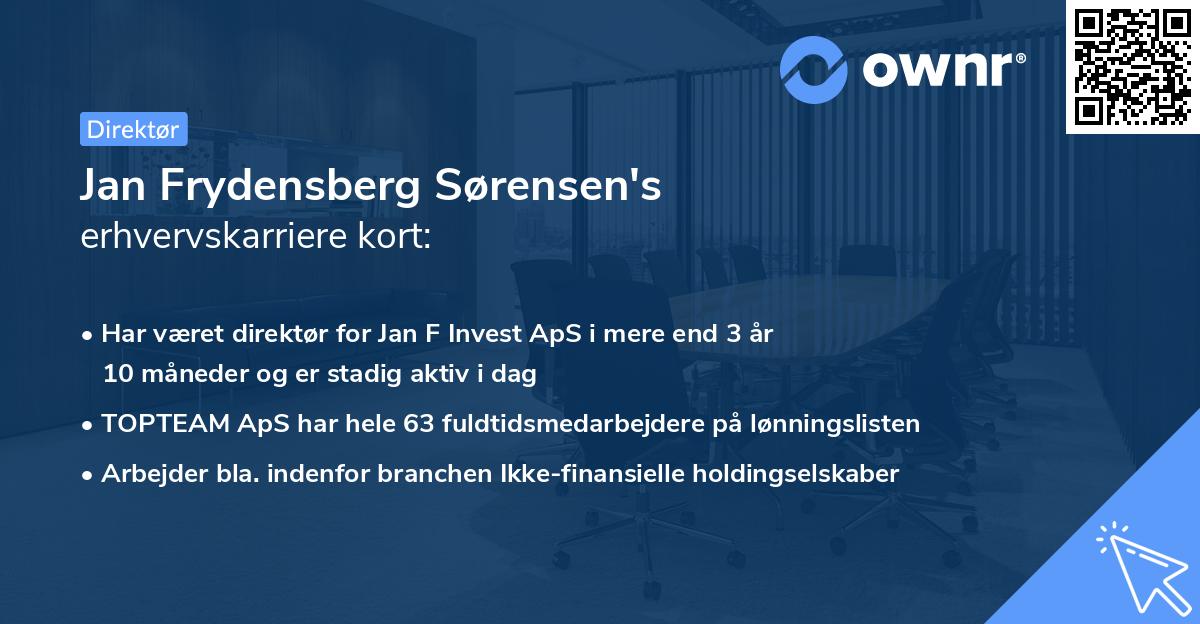 Jan Frydensberg Sørensen's erhvervskarriere kort