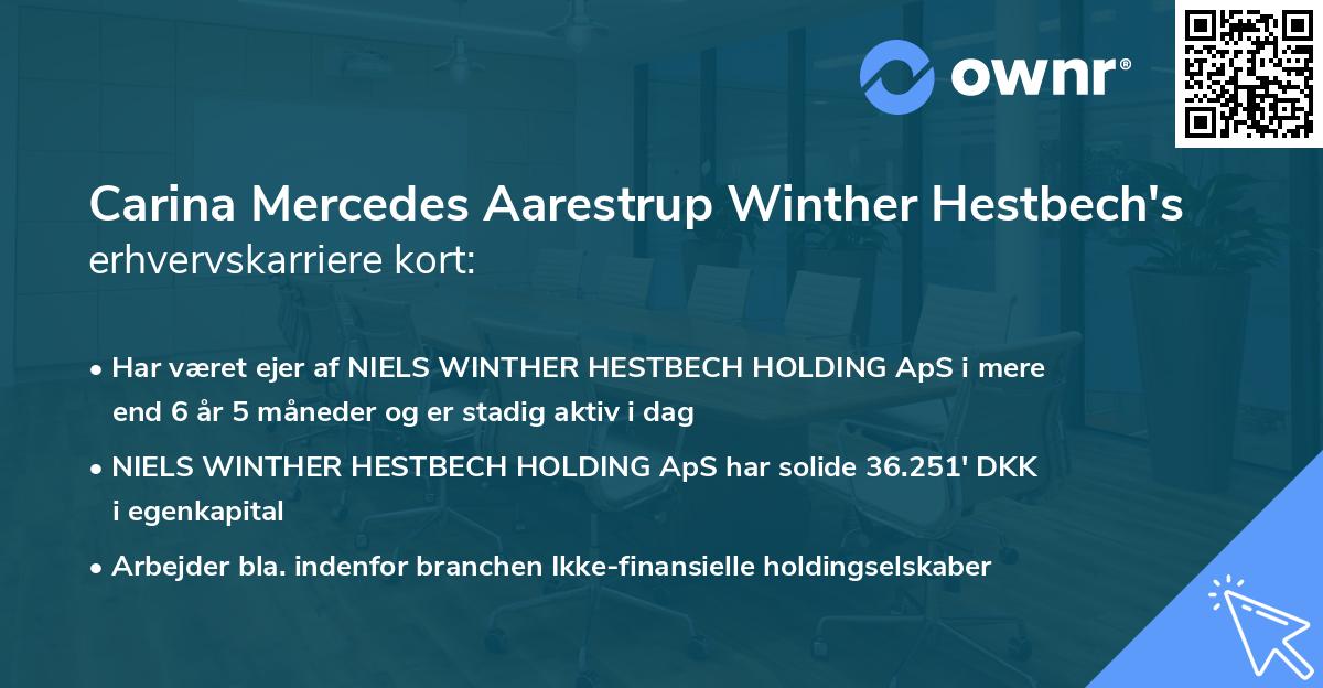 Carina Mercedes Aarestrup Winther Hestbech's erhvervskarriere kort