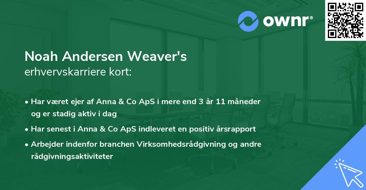 Noah Andersen Weaver's erhvervskarriere kort