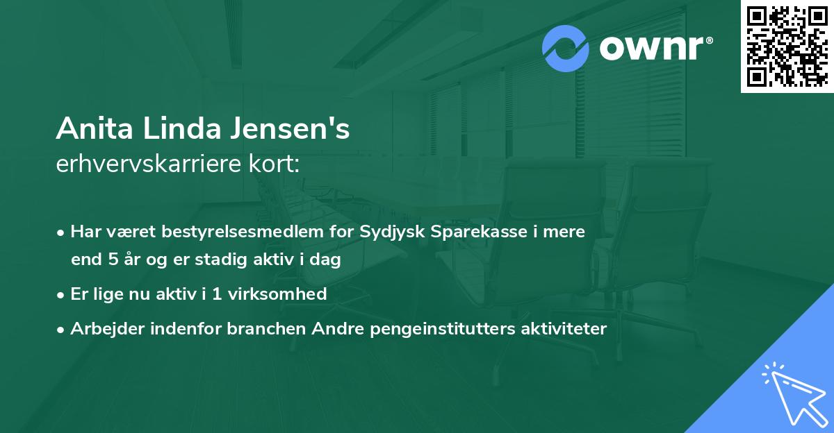 Anita Linda Jensen's erhvervskarriere kort