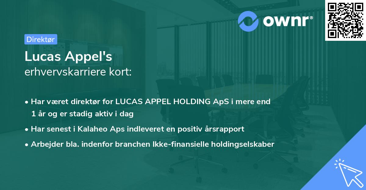Lucas Appel's erhvervskarriere kort