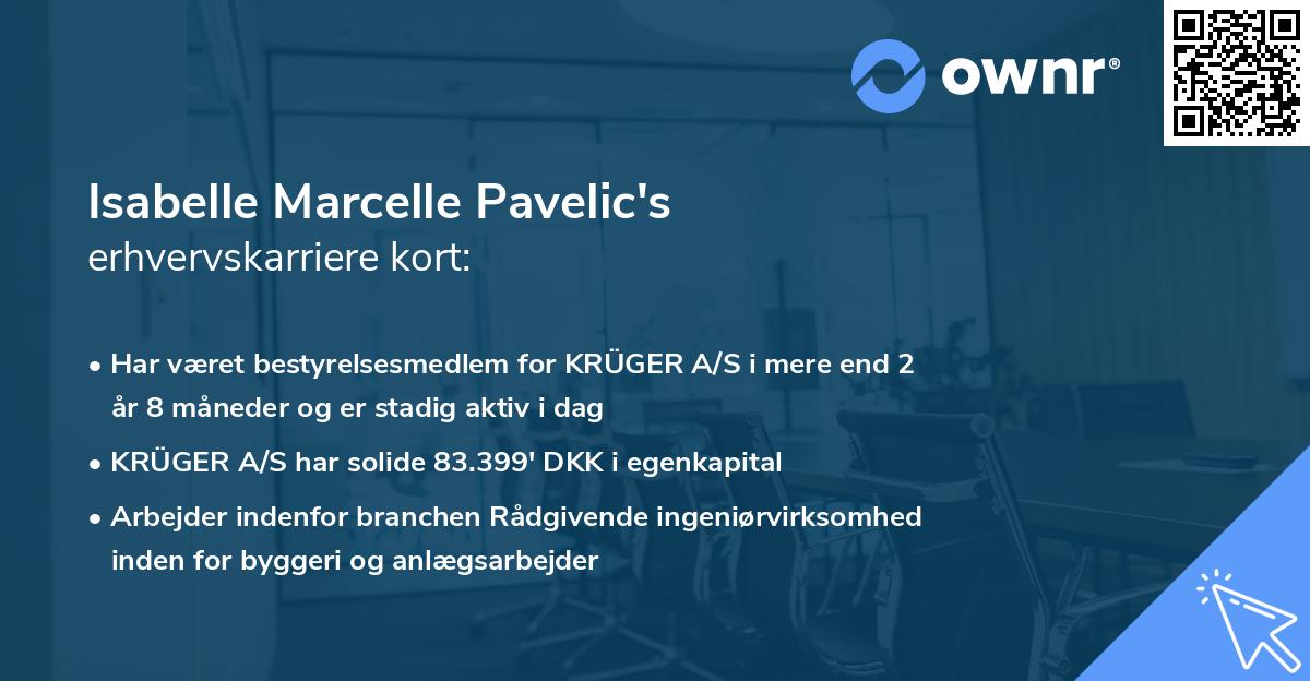 Isabelle Marcelle Pavelic's erhvervskarriere kort