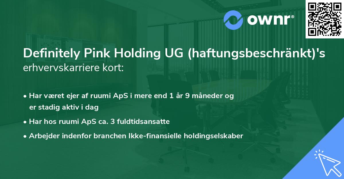 Definitely Pink Holding UG (haftungsbeschränkt)'s erhvervskarriere kort