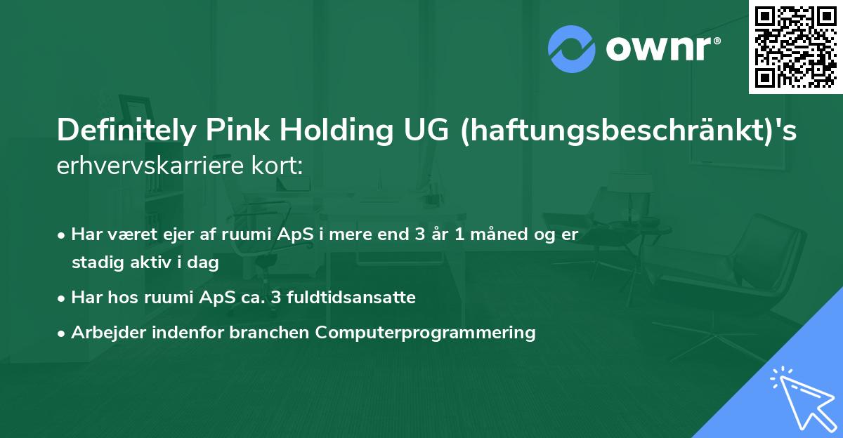 Definitely Pink Holding UG (haftungsbeschränkt)'s erhvervskarriere kort
