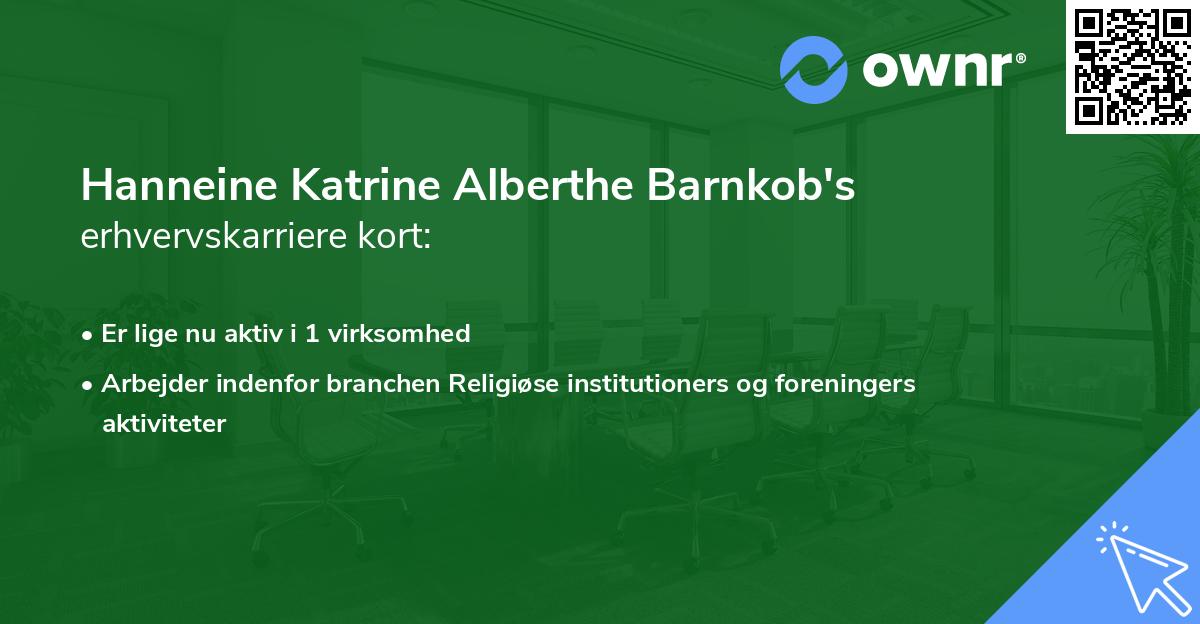 Hanneine Katrine Alberthe Barnkob's erhvervskarriere kort