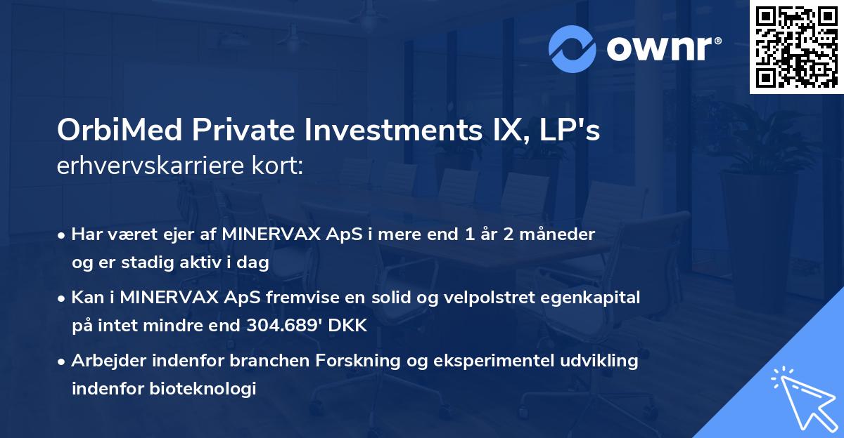 OrbiMed Private Investments IX, LP's erhvervskarriere kort