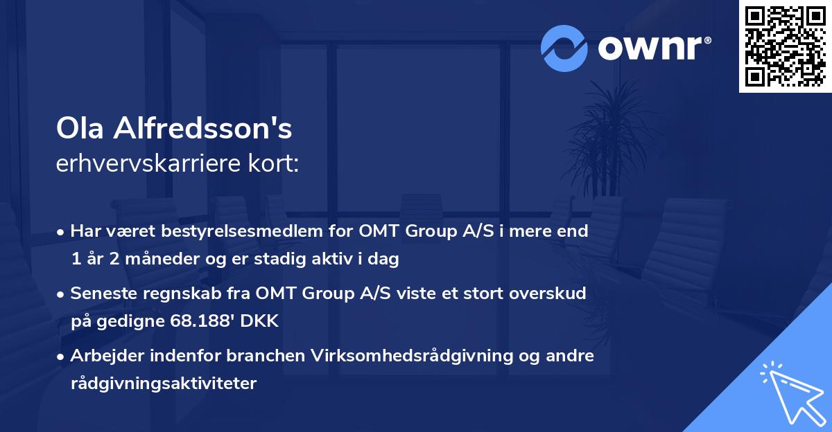 Ola Alfredsson's erhvervskarriere kort