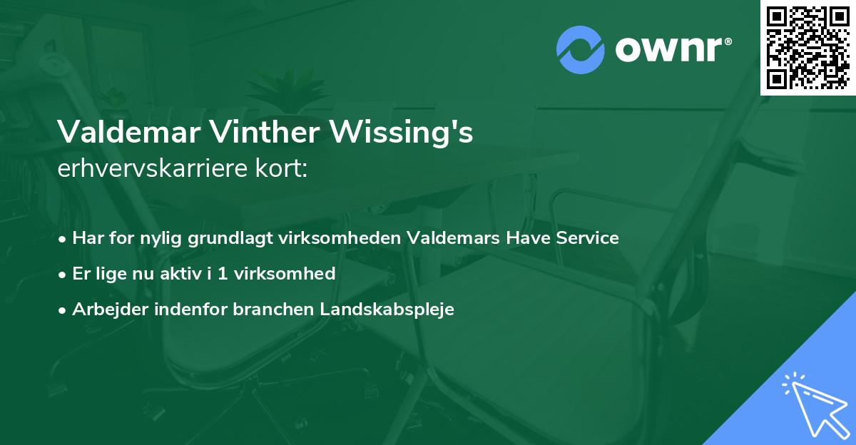 Valdemar Vinther Wissing's erhvervskarriere kort