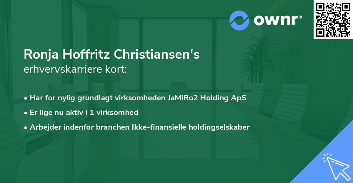 Ronja Hoffritz Christiansen's erhvervskarriere kort