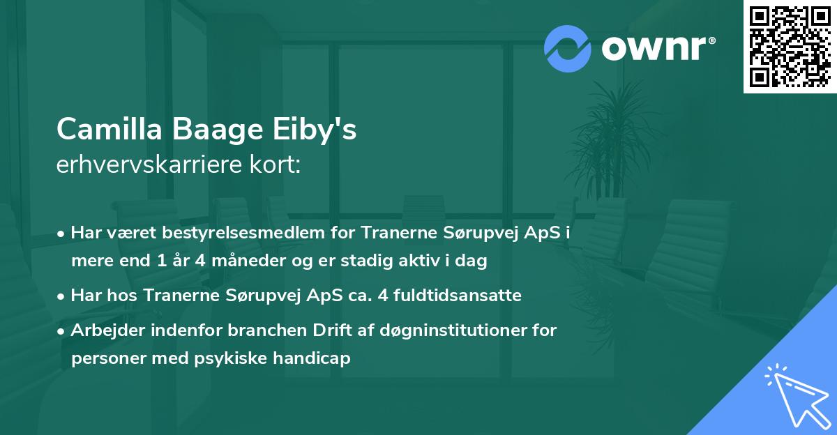 Camilla Baage Eiby's erhvervskarriere kort