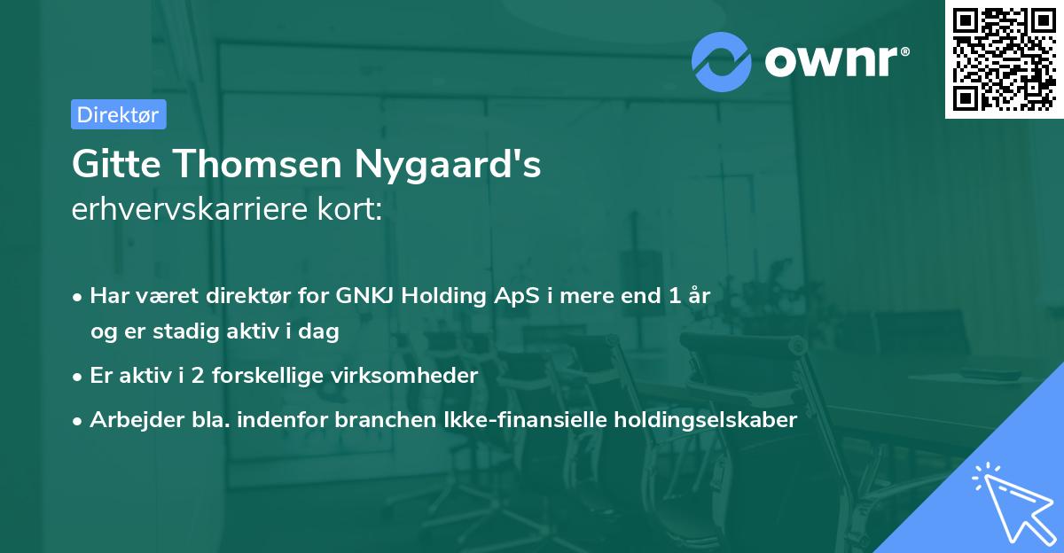 Gitte Thomsen Nygaard's erhvervskarriere kort