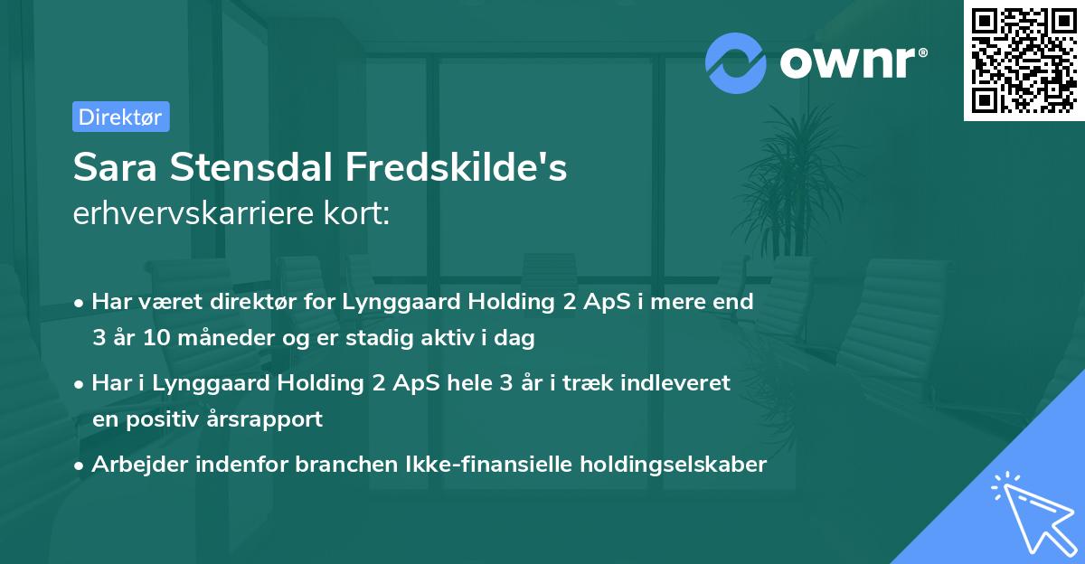 Sara Stensdal Fredskilde's erhvervskarriere kort