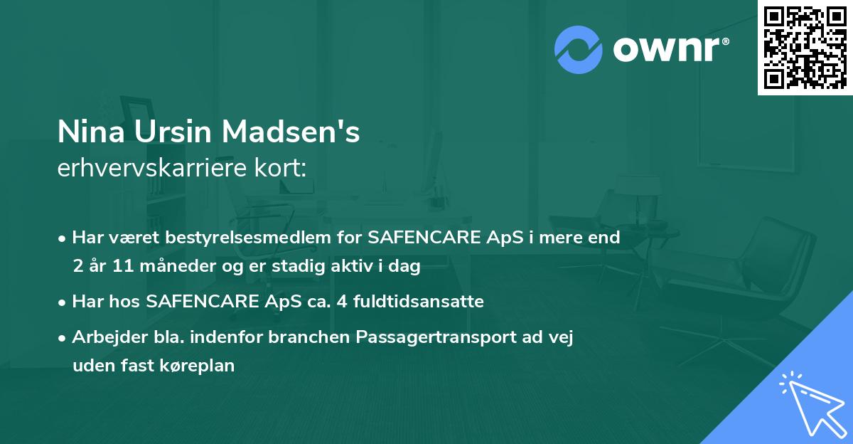 Nina Ursin Madsen's erhvervskarriere kort