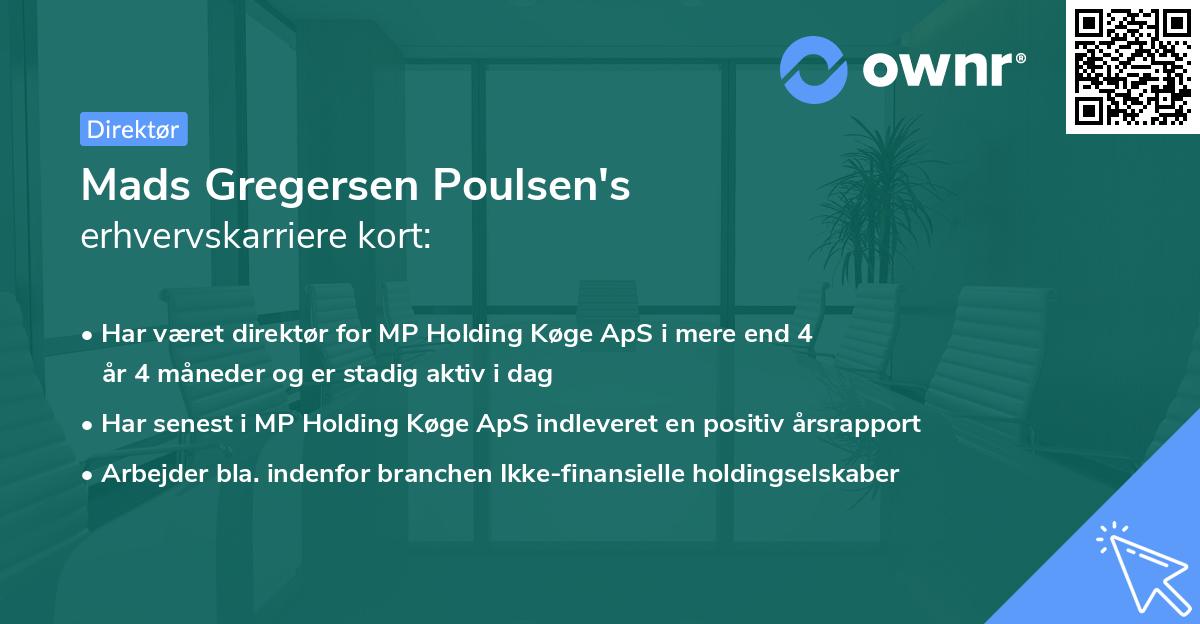 Mads Gregersen Poulsen's erhvervskarriere kort