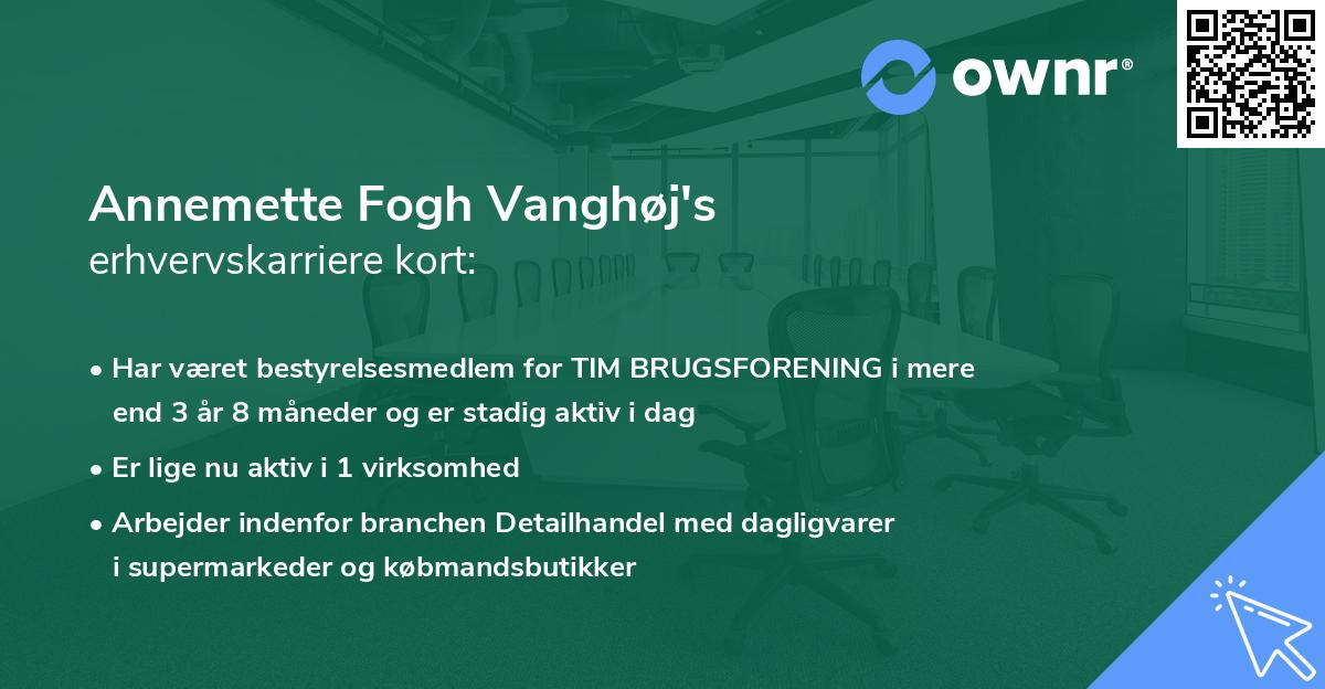 Annemette Fogh Vanghøj's erhvervskarriere kort