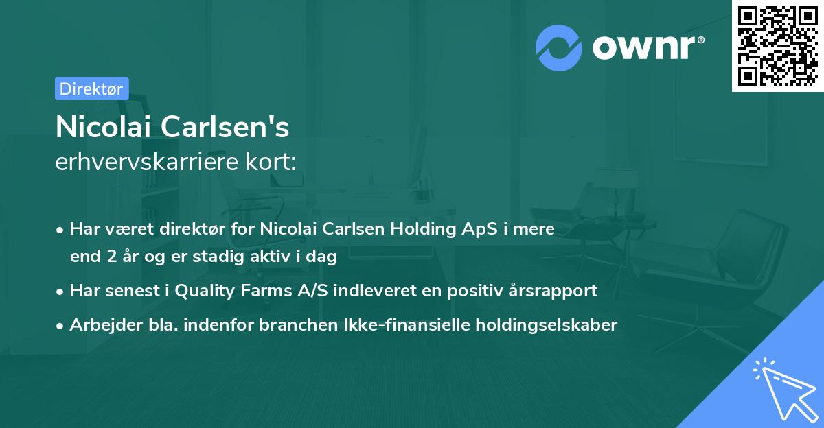 Nicolai Carlsen's erhvervskarriere kort