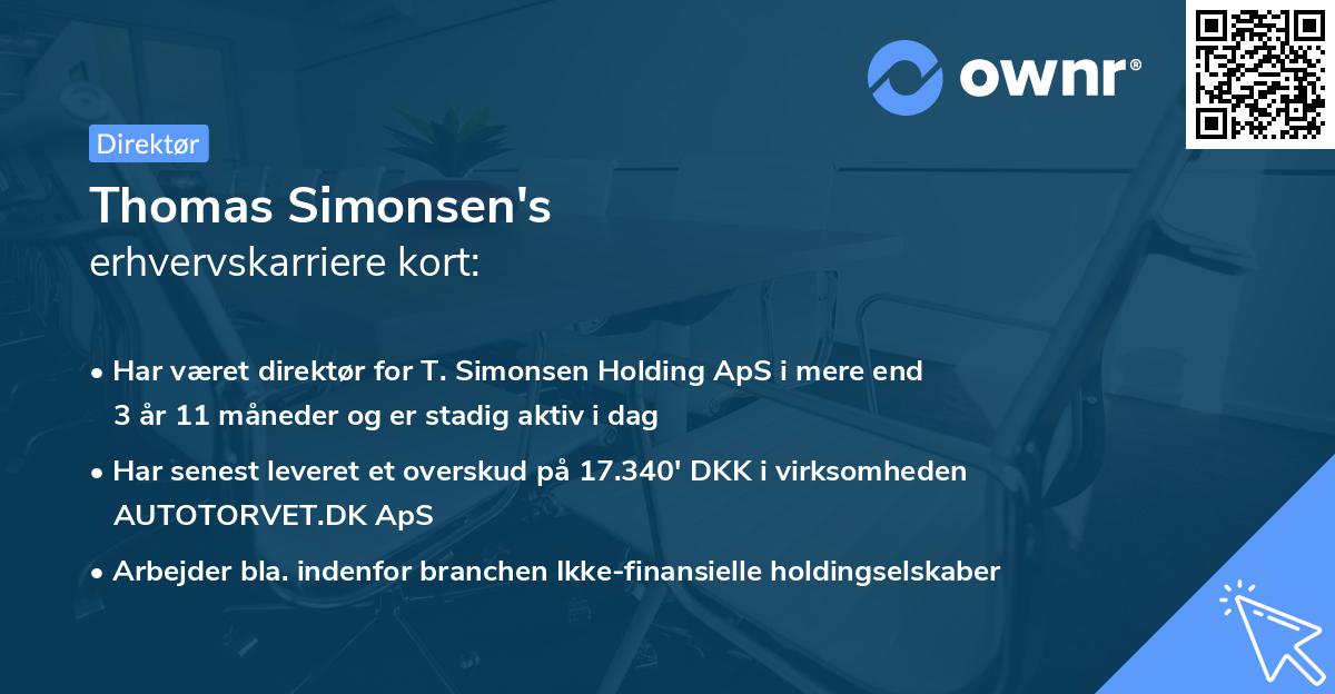 Thomas Simonsen's erhvervskarriere kort