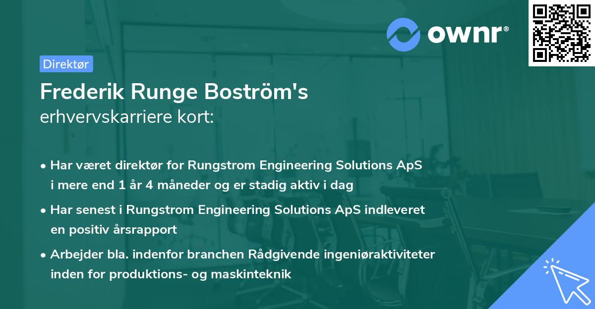 Frederik Runge Boström's erhvervskarriere kort