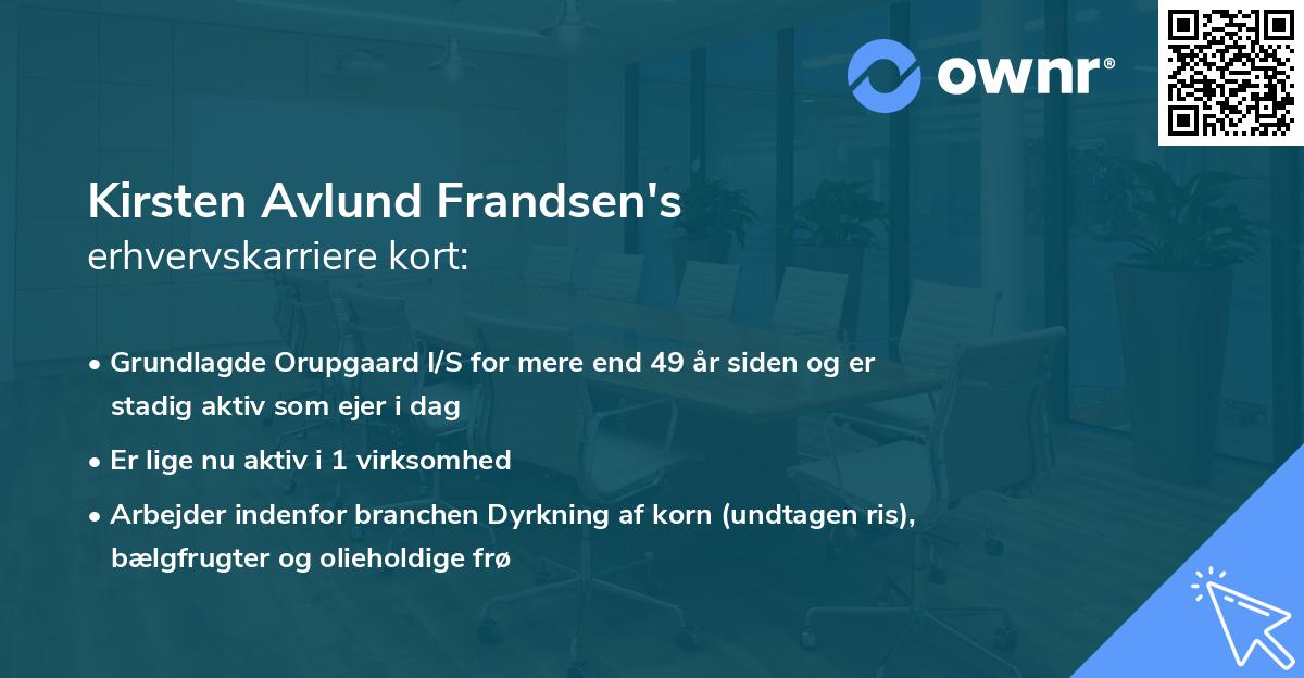 Kirsten Avlund Frandsen's erhvervskarriere kort