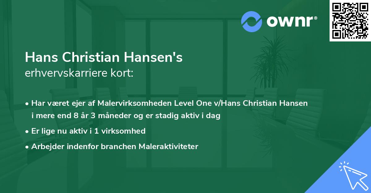 Hans Christian Hansen's erhvervskarriere kort