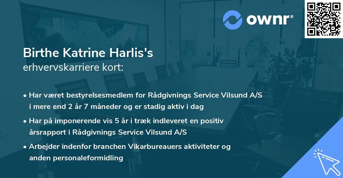 Birthe Katrine Harlis's erhvervskarriere kort