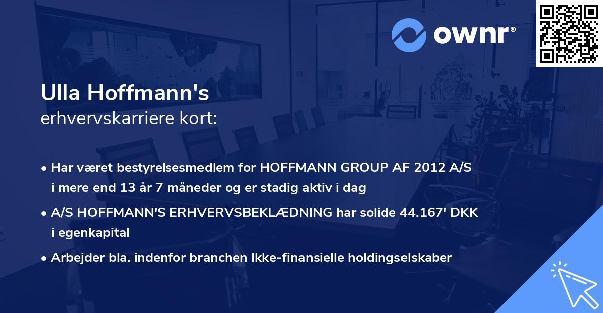 Ulla Hoffmann's erhvervskarriere kort