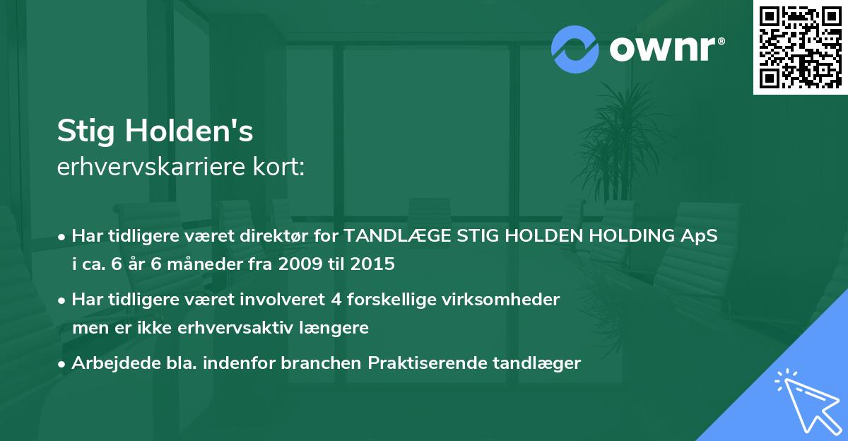Stig Holden's erhvervskarriere kort