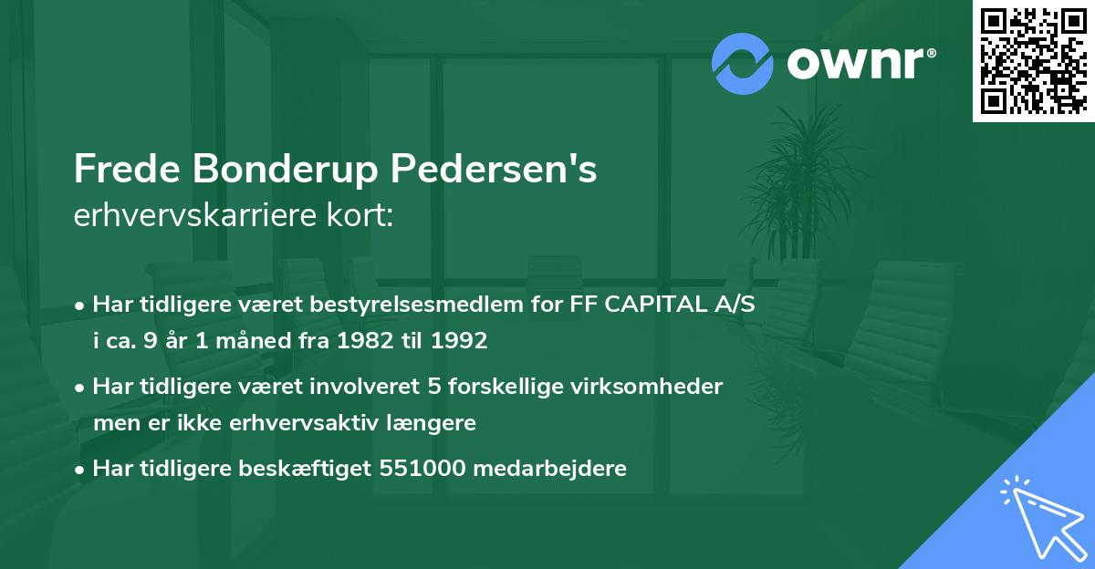 Frede Bonderup Pedersen's erhvervskarriere kort