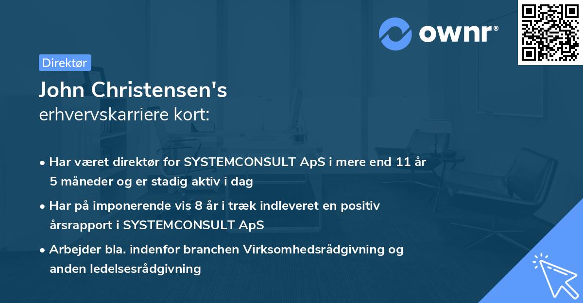 John Christensen's erhvervskarriere kort