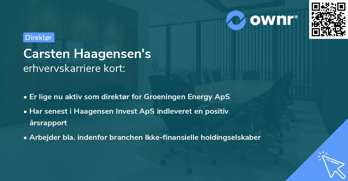 Carsten Haagensen's erhvervskarriere kort