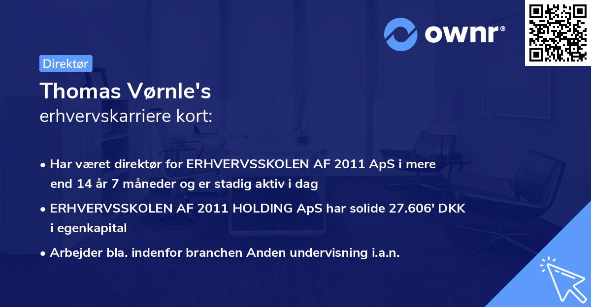 Thomas Vørnle's erhvervskarriere kort
