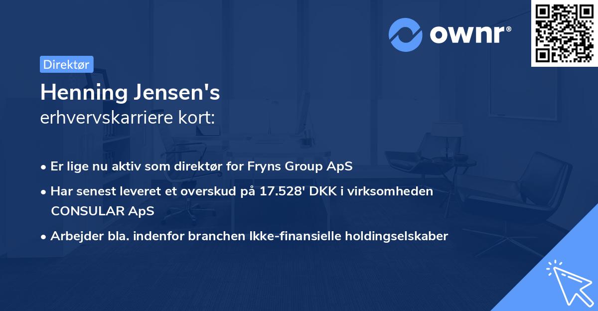 Henning Jensen's erhvervskarriere kort