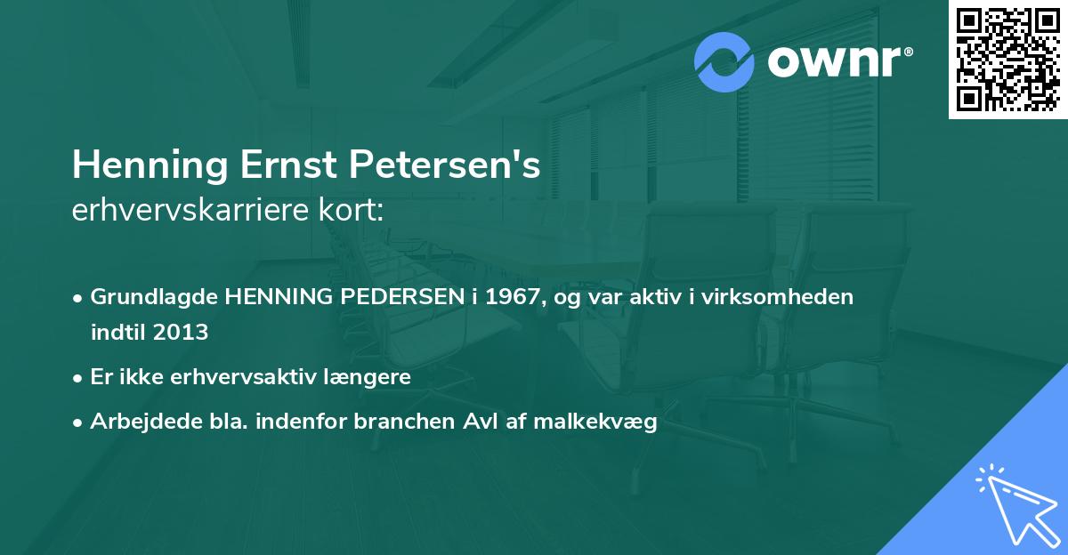 Henning Ernst Petersen's erhvervskarriere kort