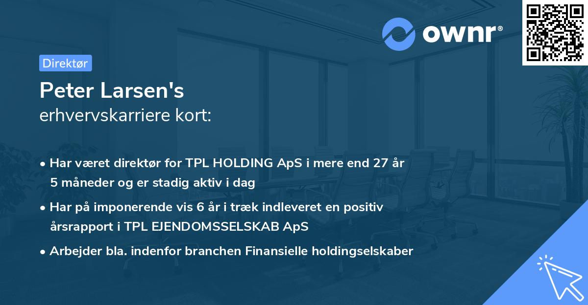 Peter Larsen's erhvervskarriere kort