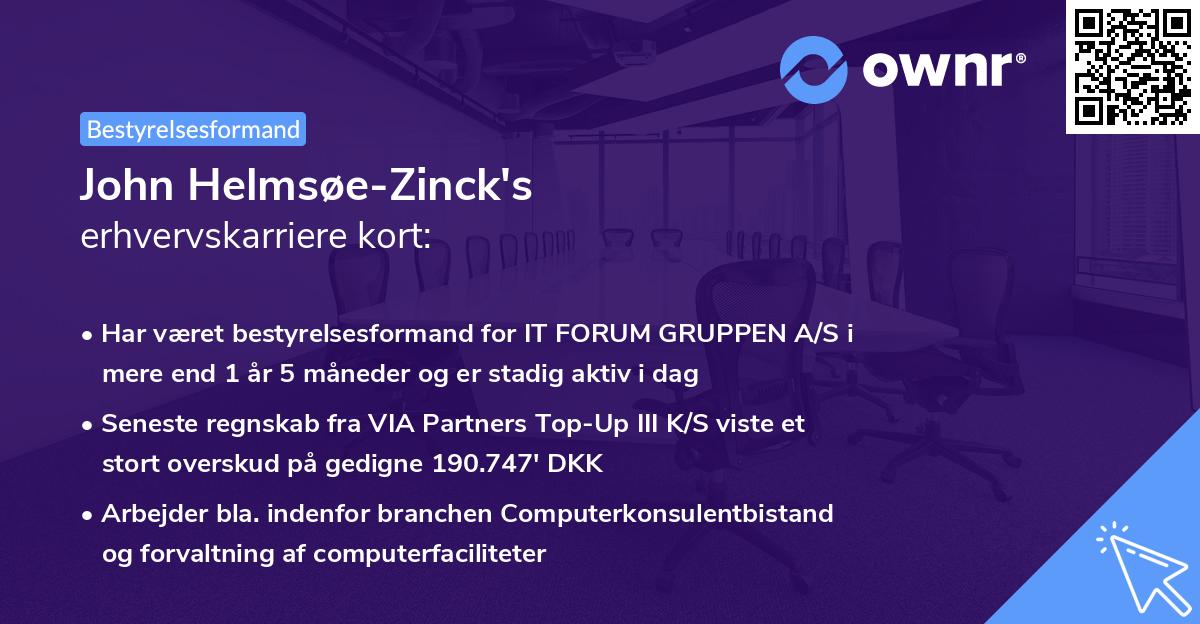 John Helmsøe-Zinck's erhvervskarriere kort