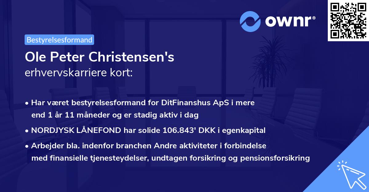 Ole Peter Christensen's erhvervskarriere kort