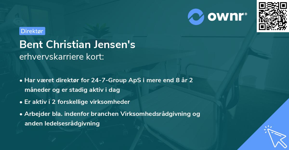 Bent Christian Jensen's erhvervskarriere kort