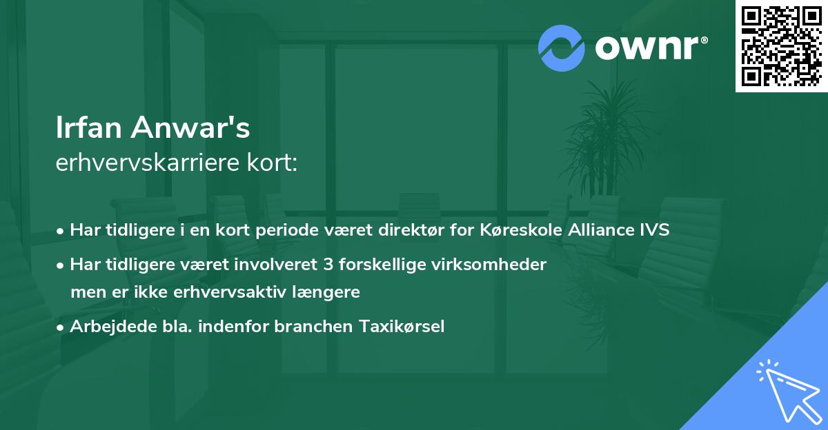 Irfan Anwar's erhvervskarriere kort