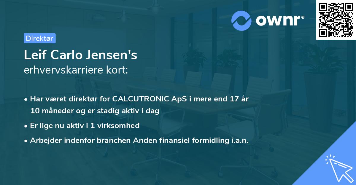 Leif Carlo Jensen's erhvervskarriere kort