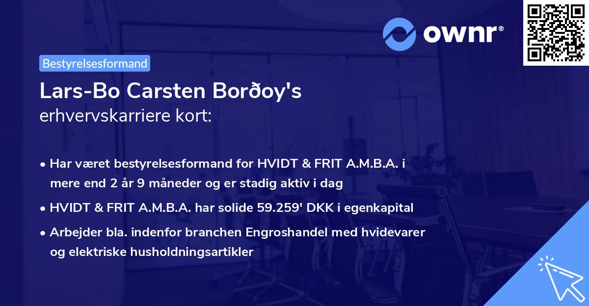 Lars-Bo Carsten Borðoy's erhvervskarriere kort