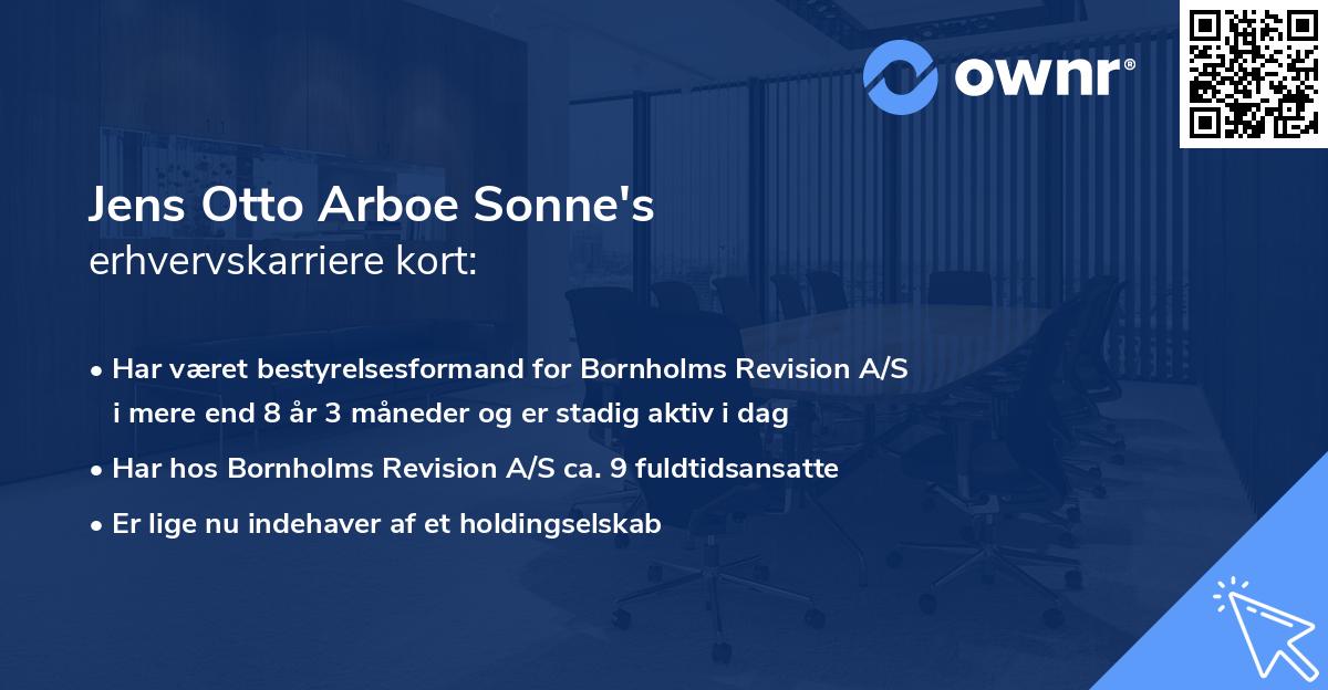 Jens Otto Arboe Sonne's erhvervskarriere kort