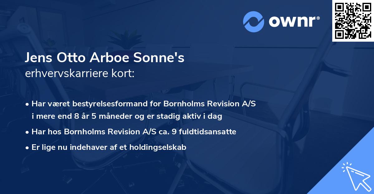 Jens Otto Arboe Sonne's erhvervskarriere kort