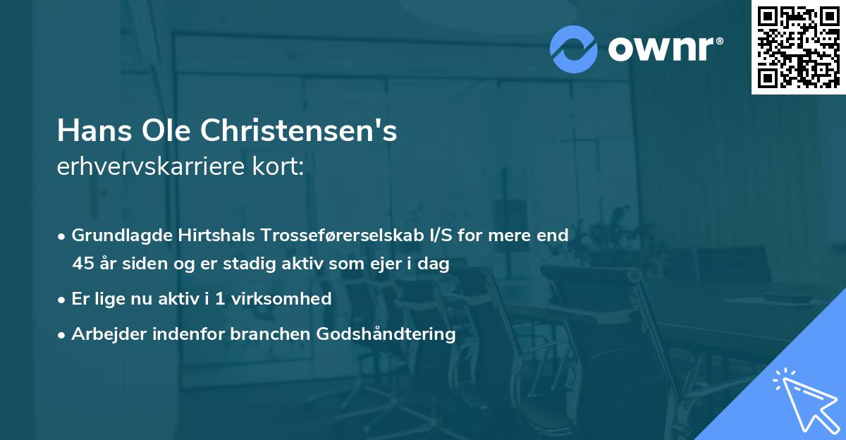 Hans Ole Christensen's erhvervskarriere kort