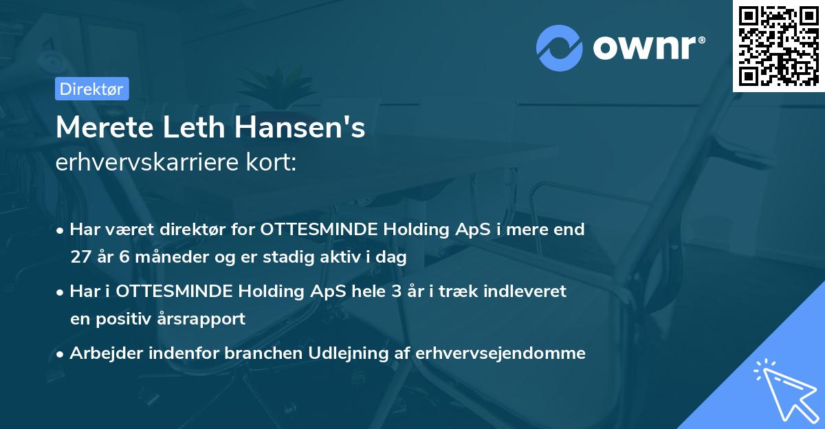 Merete Leth Hansen's erhvervskarriere kort