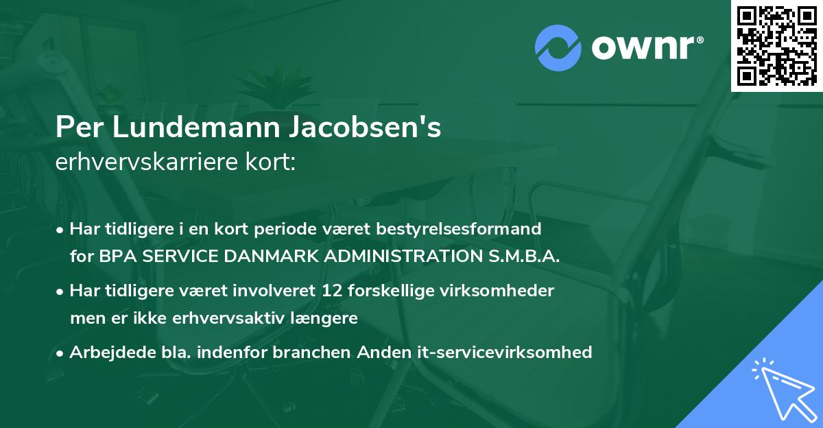 Per Lundemann Jacobsen's erhvervskarriere kort