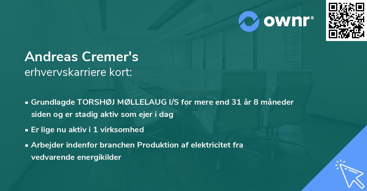 Andreas Cremer's erhvervskarriere kort