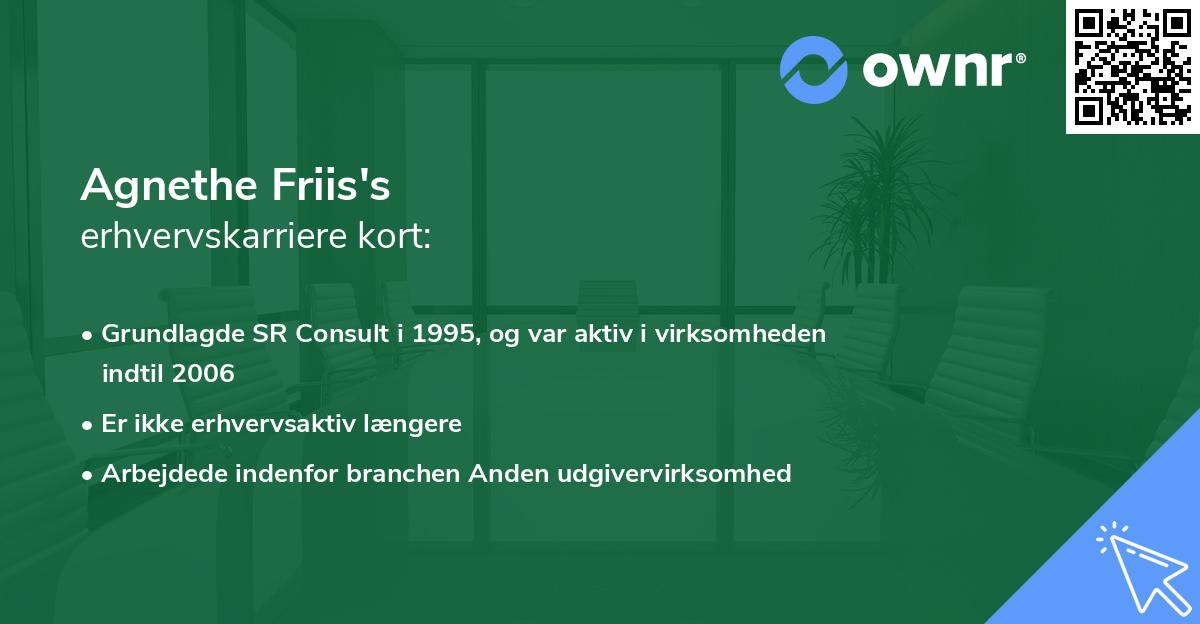 Agnethe Friis's erhvervskarriere kort