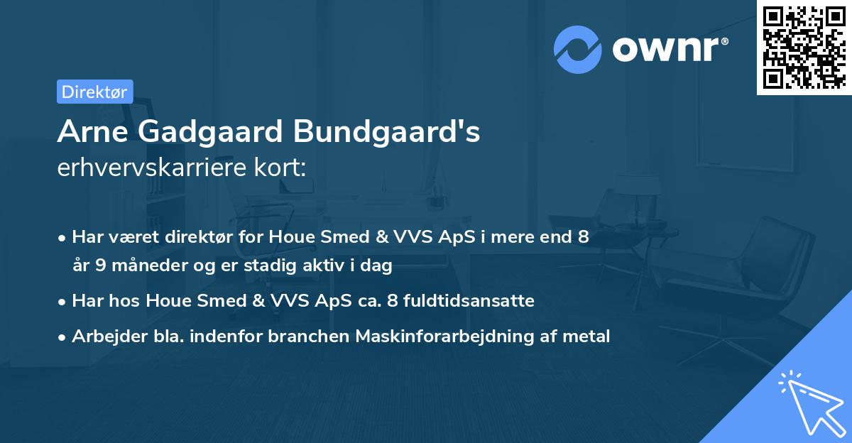 Arne Gadgaard Bundgaard's erhvervskarriere kort