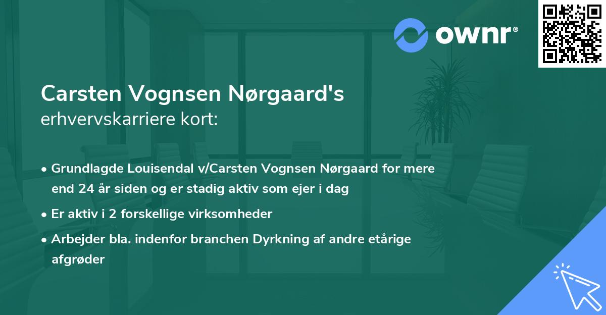 Carsten Vognsen Nørgaard's erhvervskarriere kort