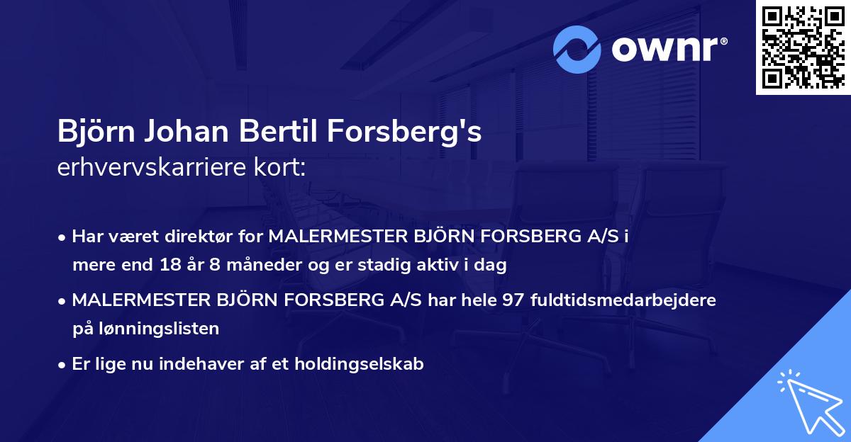 Björn Johan Bertil Forsberg's erhvervskarriere kort